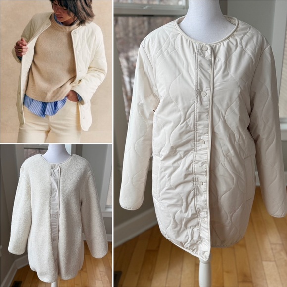 Koolaburra UGG Ivory Reversible Quilted Sherpa Jacket Size Medium - Picture 1 of 16